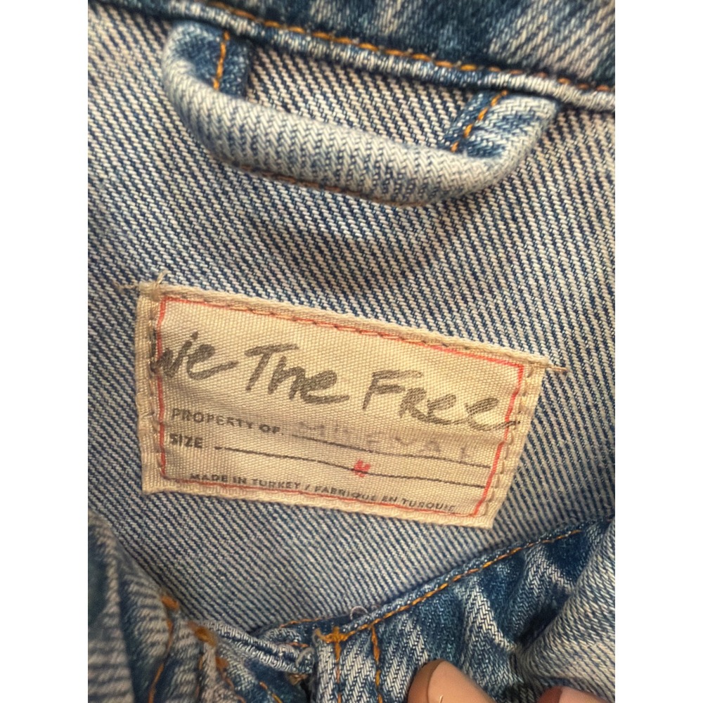 Free People Blue Fringe Jean Jacket - Picture 5 of 8